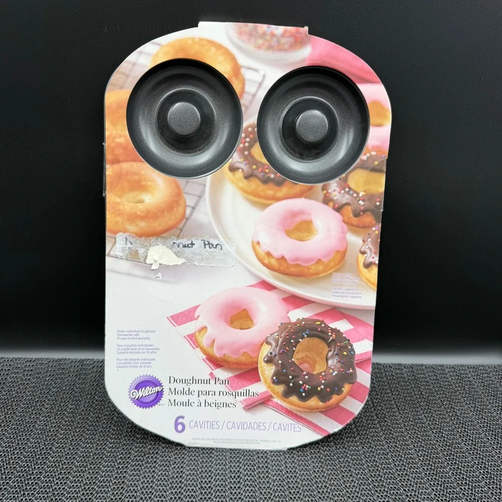 Wilton 6 Cavity Doughnut Pan Non-Stick Baked Donut Baking Sheet 2105-0565 Gray